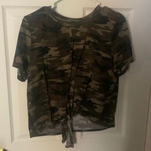 Camo SHEIN crop top with front knot